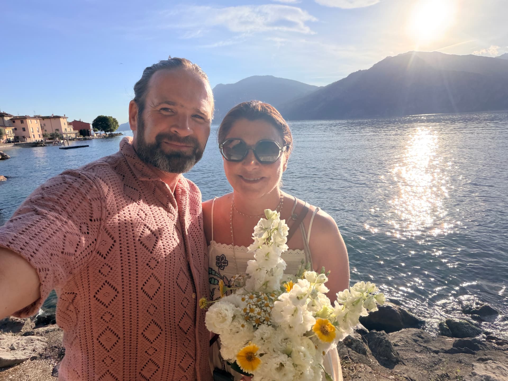 Nathan with Etienne at a wedding venue